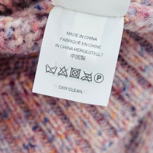 J Crew Pink Marled Speckled Wool Turtleneck Cropped Sweater Womens Size Med - Picture 8 of 12